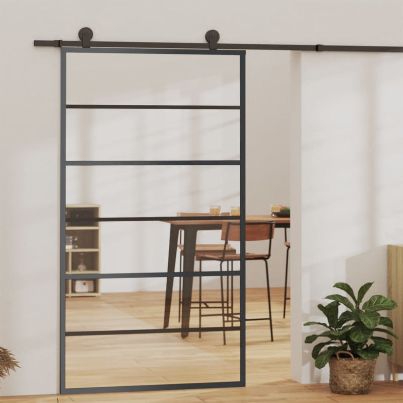 vidaXL fekete ESG üveg és alumínium tolóajtó 102 x 205 cm