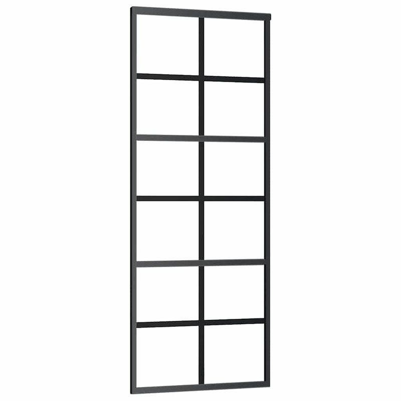 vidaXL fekete ESG üveg és alumínium tolóajtó 76 x 205 cm