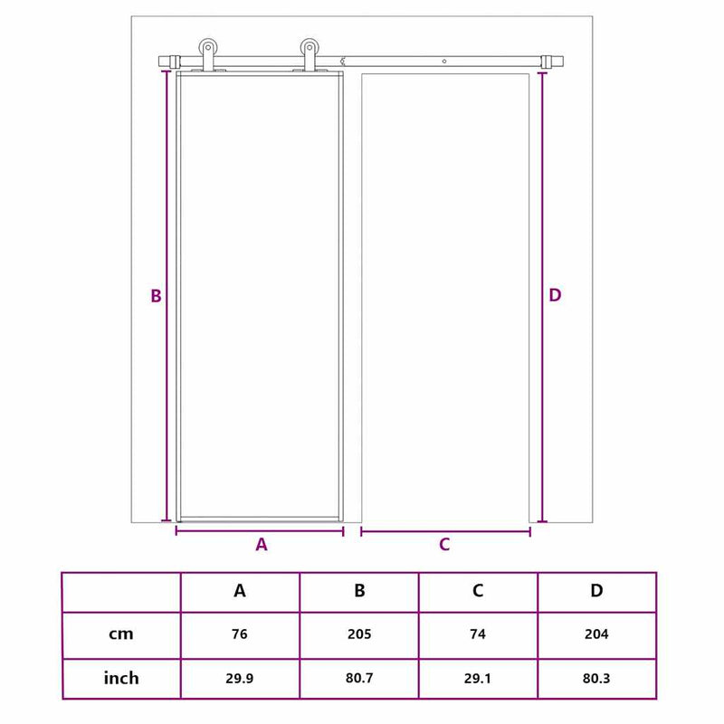 vidaXL fekete ESG üveg és alumínium tolóajtó 76 x 205 cm