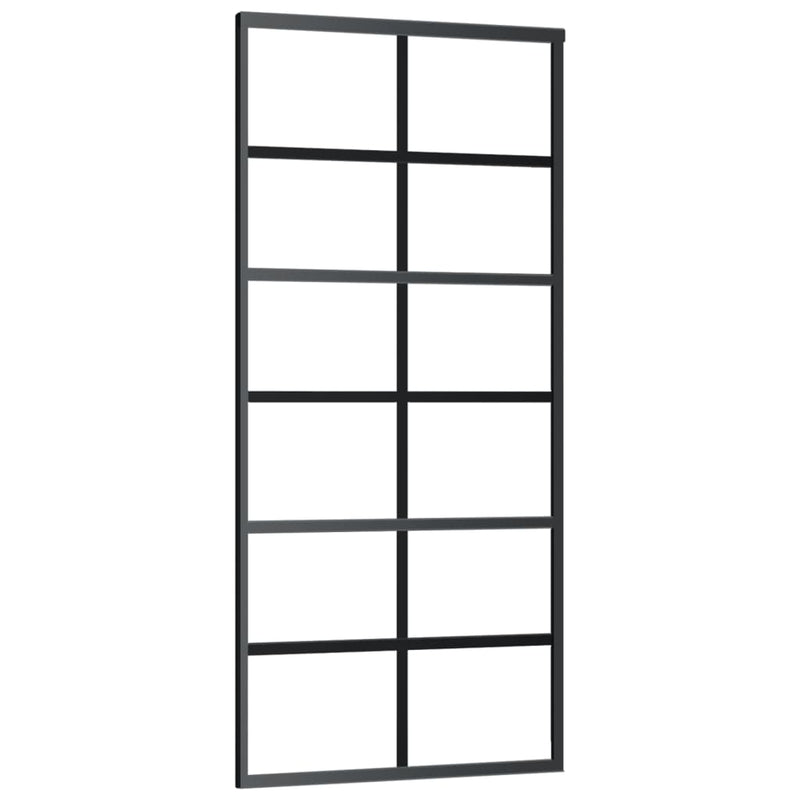 vidaXL fekete ESG üveg és alumínium tolóajtó 90 x 205 cm