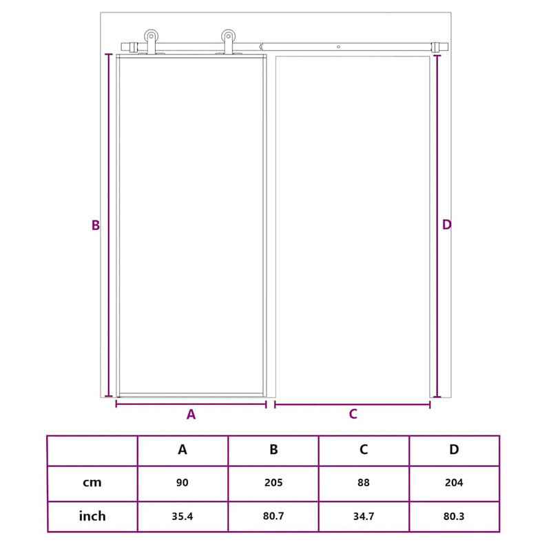 vidaXL fekete ESG üveg és alumínium tolóajtó 90 x 205 cm