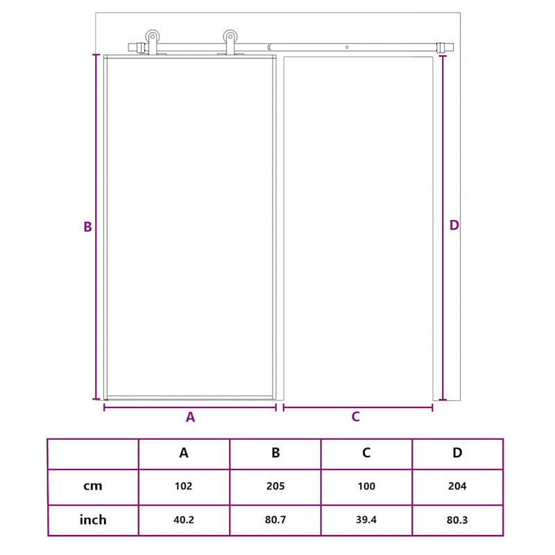 vidaXL fekete ESG üveg és alumínium tolóajtó 102 x 205 cm