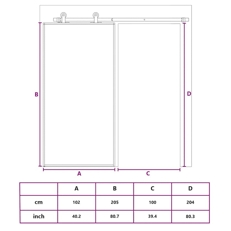 vidaXL fekete ESG üveg és alumínium tolóajtó 102 x 205 cm