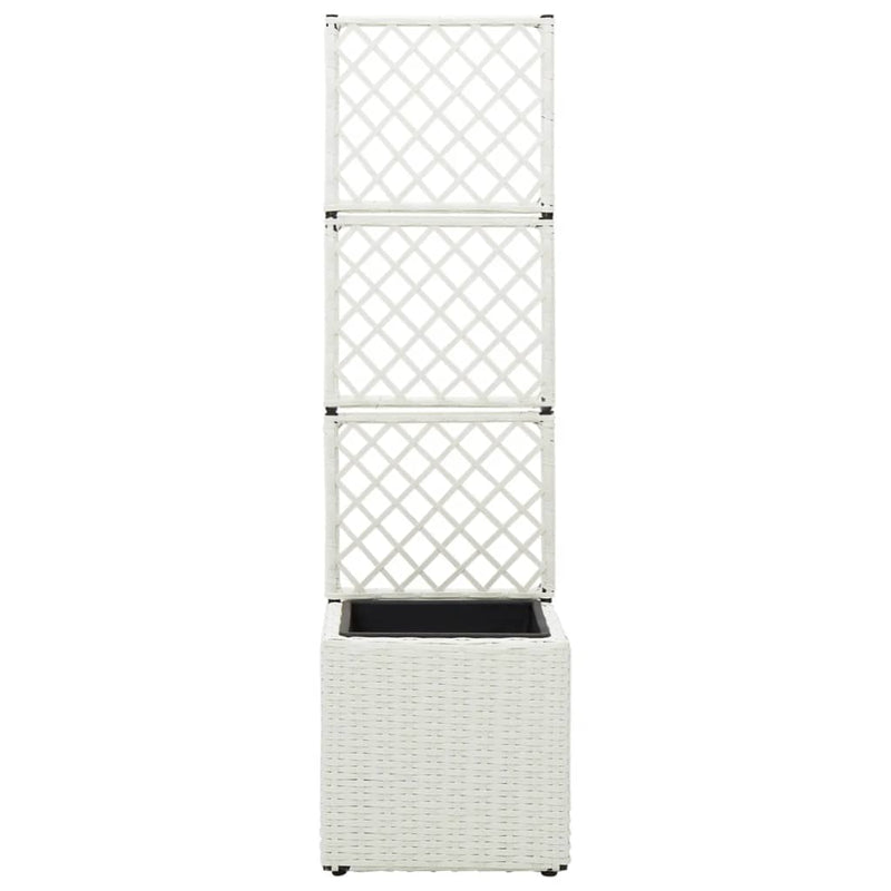 vidaXL fehér rácsos polyrattan magaságyás 1 kaspóval 30 x 30 x 107 cm