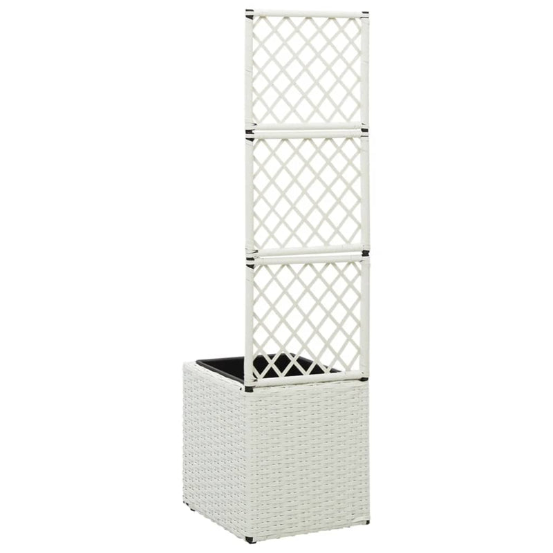 vidaXL fehér rácsos polyrattan magaságyás 1 kaspóval 30 x 30 x 107 cm