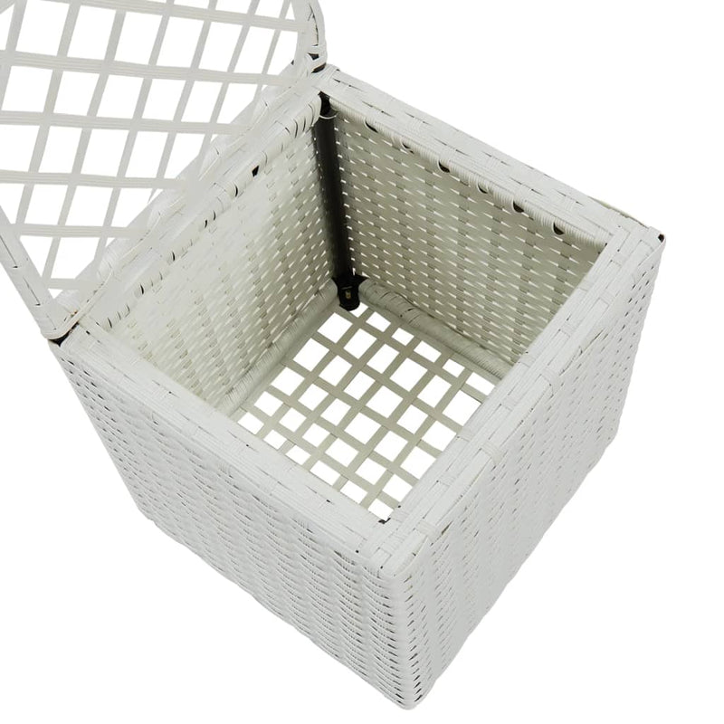 vidaXL fehér rácsos polyrattan magaságyás 1 kaspóval 30 x 30 x 107 cm