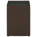 vidaXL barna polyrattan kisasztal üveg asztallappal 35 x 35 x 52 cm