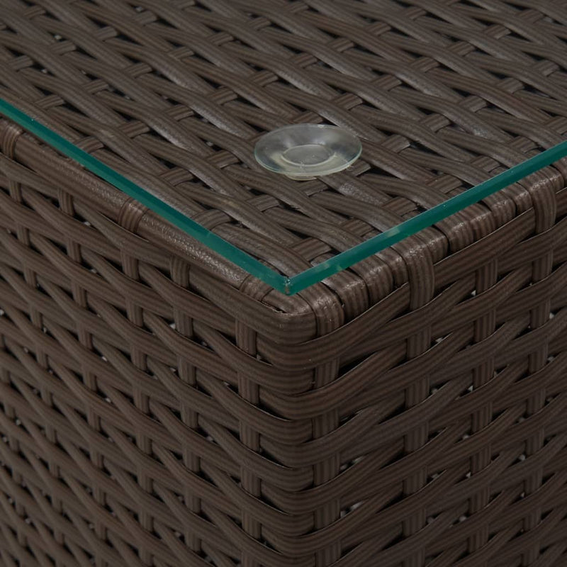 vidaXL barna polyrattan kisasztal üveg asztallappal 35 x 35 x 52 cm