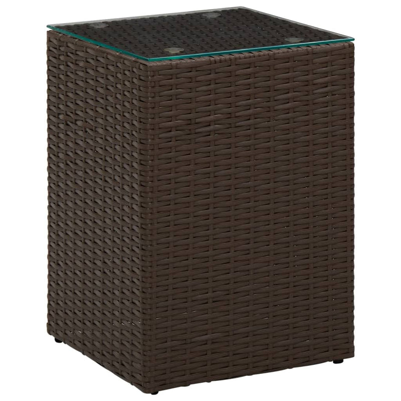 vidaXL 3 db barna polyrattan kisasztal üveg asztallappal