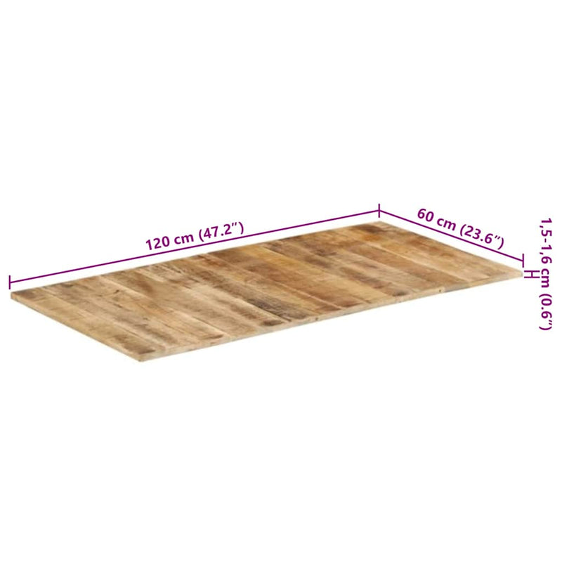 vidaXL nyers mangófa asztallap 120 x 60 x (1,5-1,6) cm