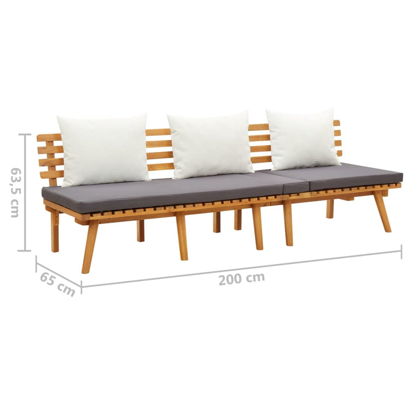 vidaXL tömör akácfa kerti heverő 200 x 65 cm