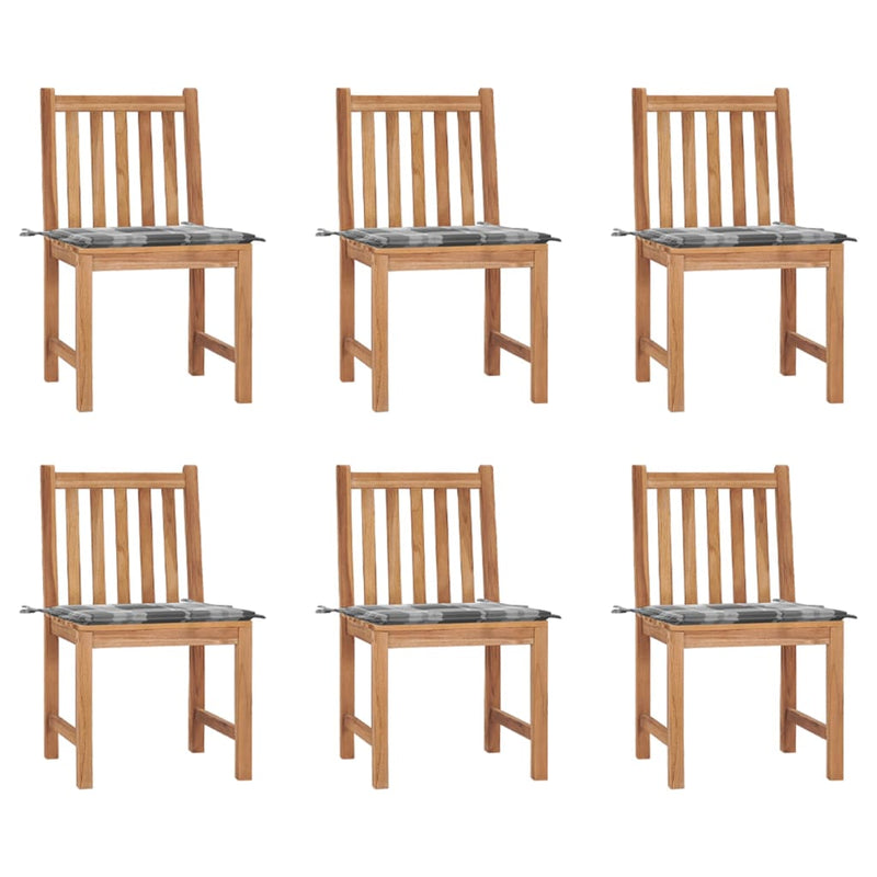 vidaXL 6 db tömör tíkfa kerti szék párnákkal