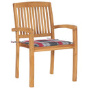 vidaXL 4 db rakásolható tömör tíkfa kerti szék párnákkal