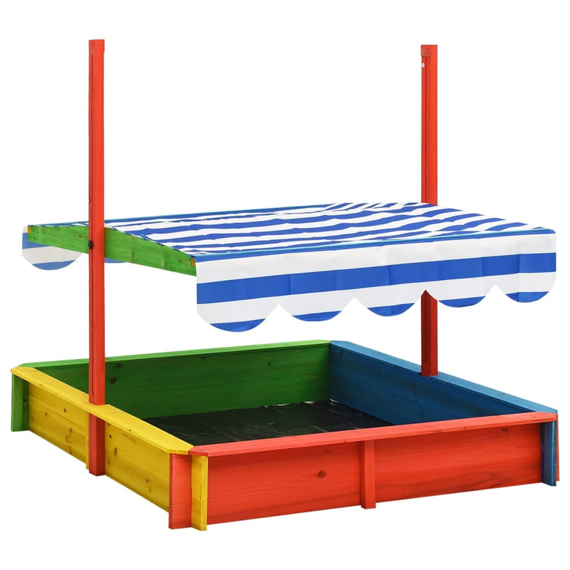 vidaXL többszínű fenyőfa homokozó állítható tetővel UV50