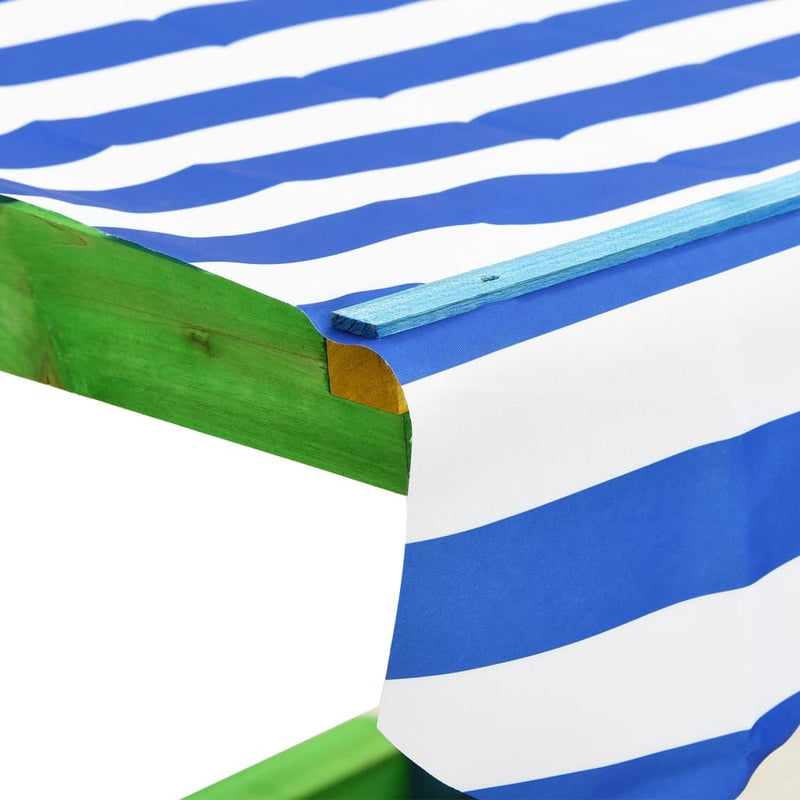 vidaXL többszínű fenyőfa homokozó állítható tetővel UV50