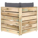 vidaXL zöld impregnált fa elemes sarokkanapé párnákkal