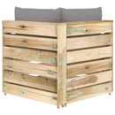 vidaXL zöld impregnált fa elemes sarokkanapé párnákkal