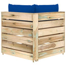 vidaXL zöld impregnált fa elemes sarokkanapé párnákkal