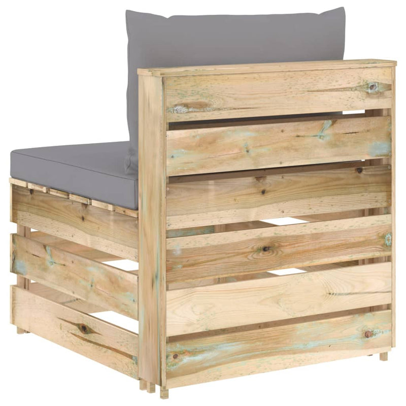 vidaXL zöld impregnált fa elemes középső kanapé párnákkal