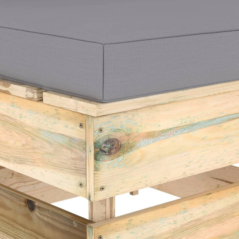 vidaXL zöld impregnált fa elemes középső kanapé párnákkal