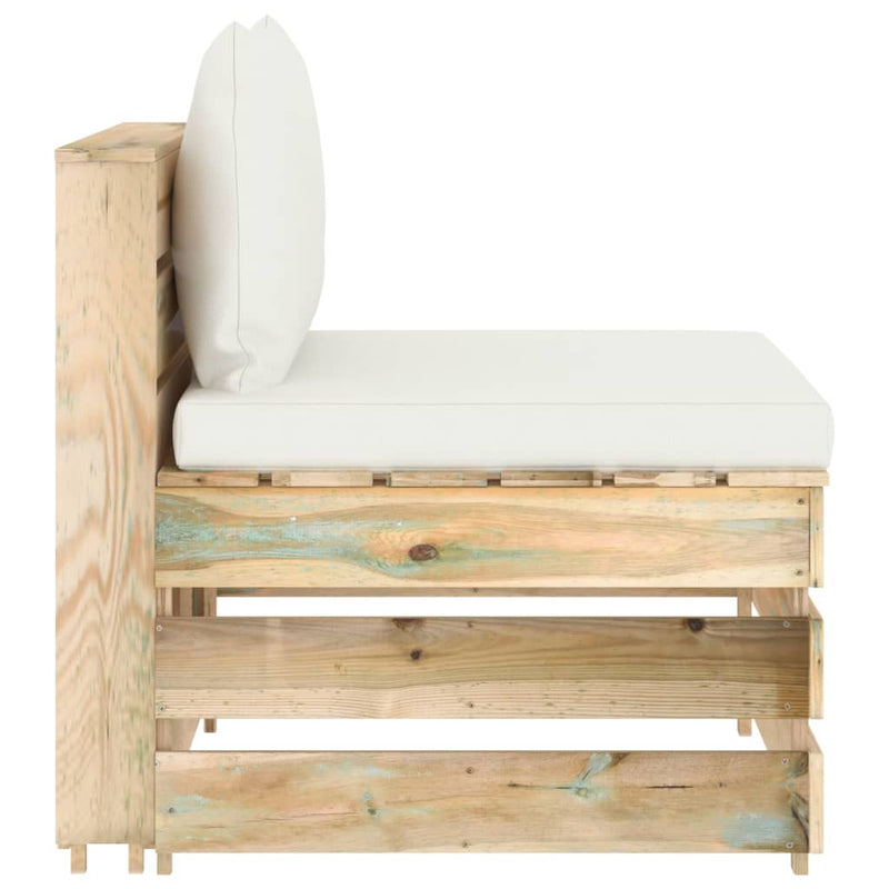 vidaXL zöld impregnált fa elemes középső kanapé párnákkal