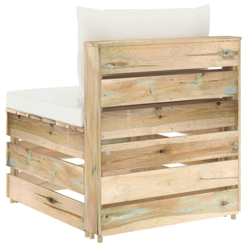 vidaXL zöld impregnált fa elemes középső kanapé párnákkal