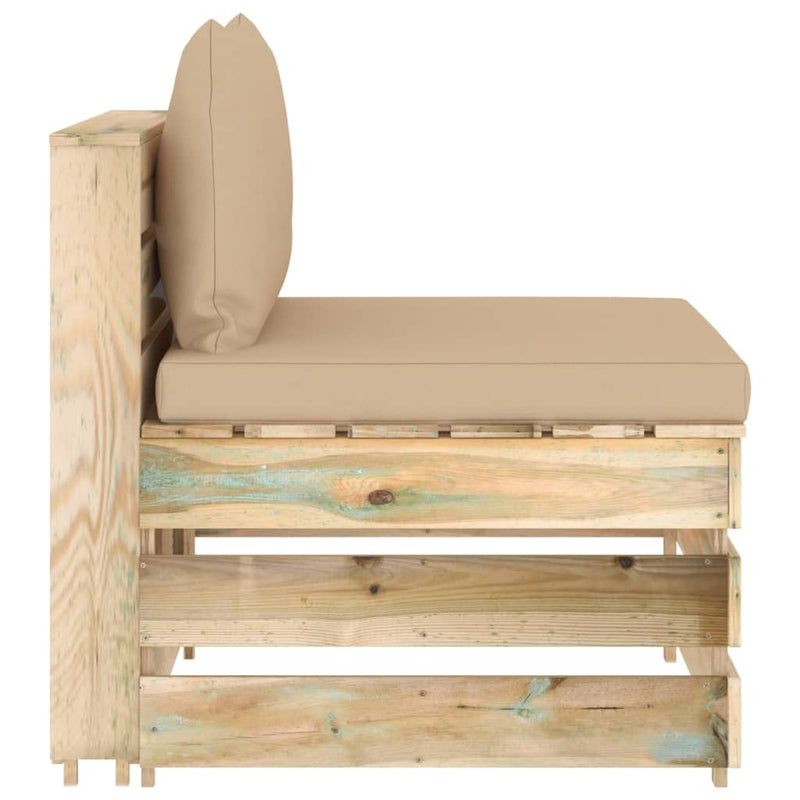 vidaXL zöld impregnált fa elemes középső kanapé párnákkal