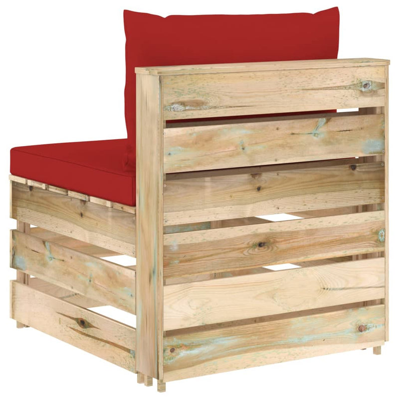 vidaXL zöld impregnált fa elemes középső kanapé párnákkal