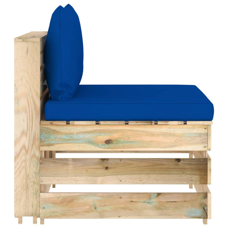 vidaXL zöld impregnált fa elemes középső kanapé párnákkal