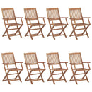vidaXL 8 db összecsukható tömör akácfa kerti szék párnákkal