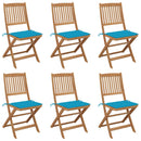 vidaXL 6 db összecsukható tömör akácfa kerti szék párnával