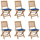 vidaXL 6 db összecsukható tömör akácfa kerti szék párnával