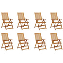 vidaXL 8 db tömör akácfa összecsukható szék párnákkal