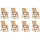 vidaXL 8 db összecsukható tömör akácfa kerti szék párnával