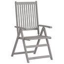 vidaXL 8 db szürke tömör akácfa kerti dönthető szék párnával