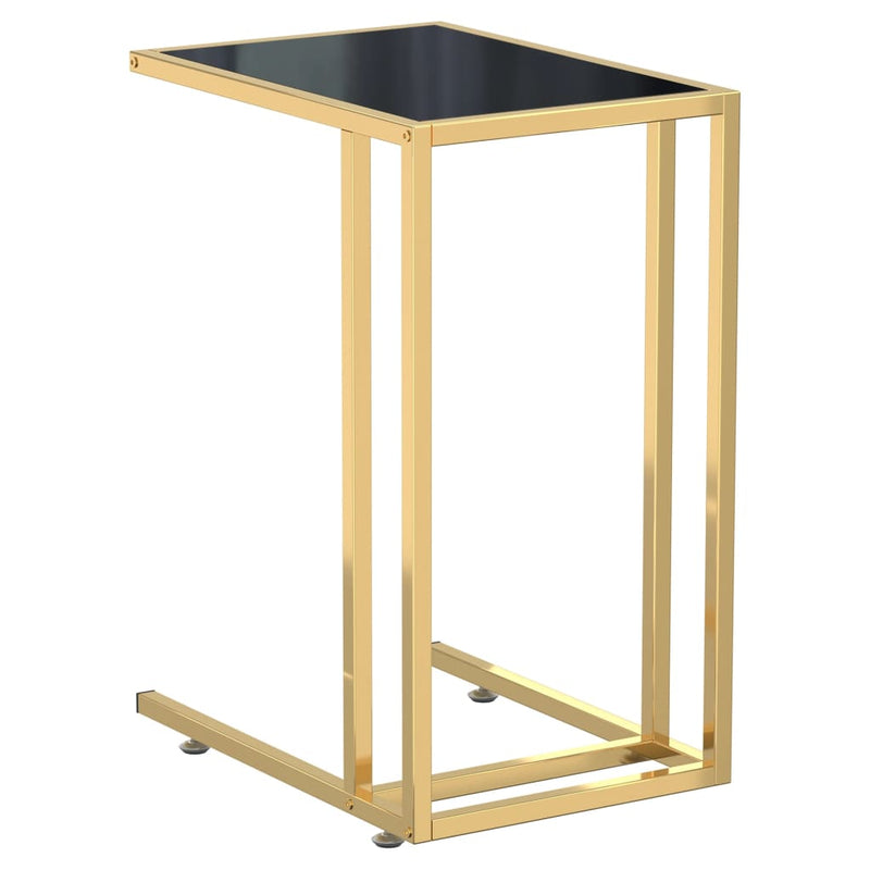 vidaXL fekete edzett üveg számítógép-kisasztal 50 x 35 x 65 cm