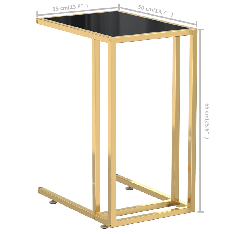 vidaXL fekete edzett üveg számítógép-kisasztal 50 x 35 x 65 cm