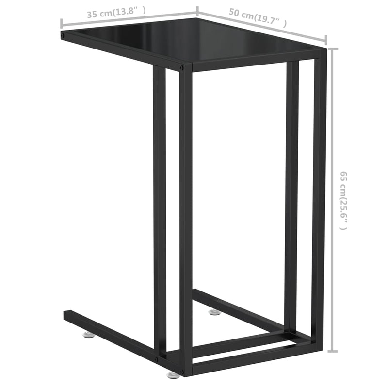 vidaXL fekete edzett üveg számítógép-kisasztal 50 x 35 x 65 cm