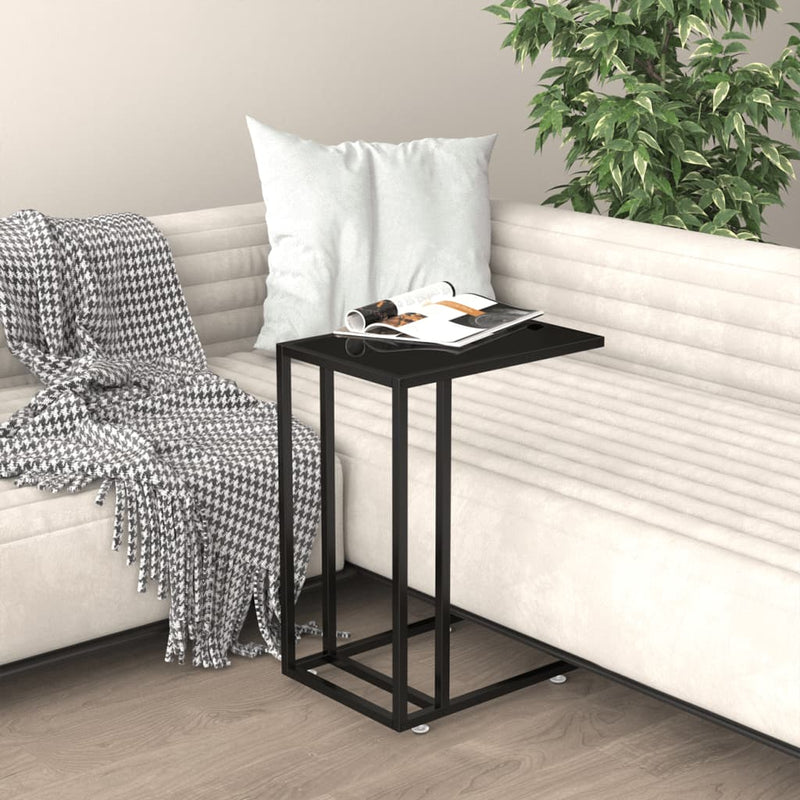 vidaXL fekete edzett üveg számítógép-kisasztal 50 x 35 x 65 cm