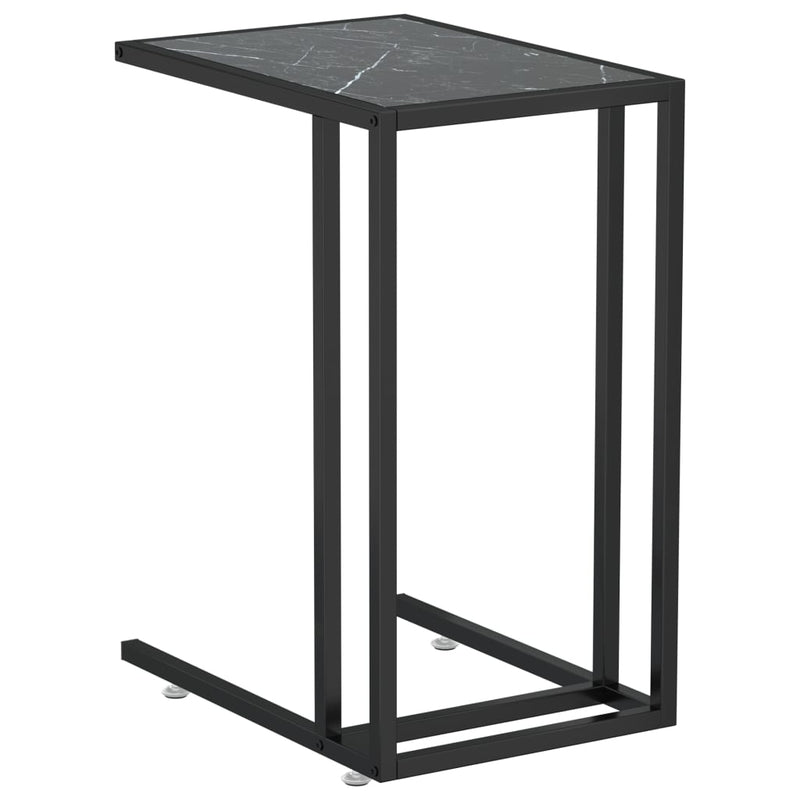 vidaXL fekete márvány edzett üveg számítógép-kisasztal 50 x 35 x 65 cm