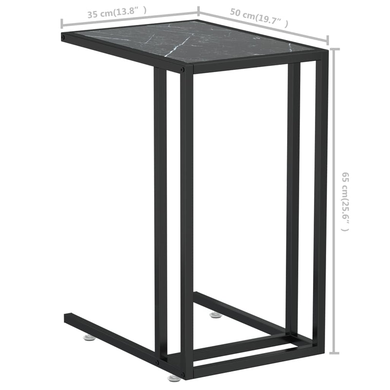 vidaXL fekete márvány edzett üveg számítógép-kisasztal 50 x 35 x 65 cm