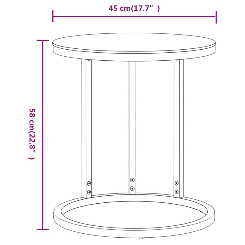 vidaXL arany-átlátszó edzett üveg kisasztal 45 cm