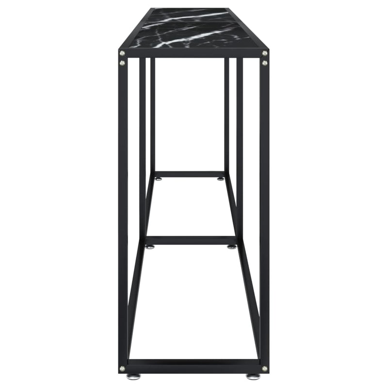 vidaXL fekete márványszínű edzett üveg tálalóasztal 200 x 35 x 75,5 cm