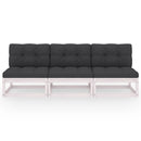 vidaXL háromszemélyes tömör fenyőfa kanapé párnákkal