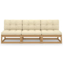 vidaXL háromszemélyes tömör fenyőfa kanapé párnákkal