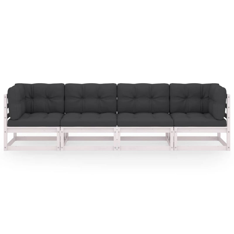 vidaXL négyszemélyes tömör fenyőfa kerti kanapé párnákkal