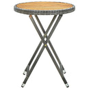 vidaXL szürke polyrattan és tömör akácfa teázóasztal 60 cm