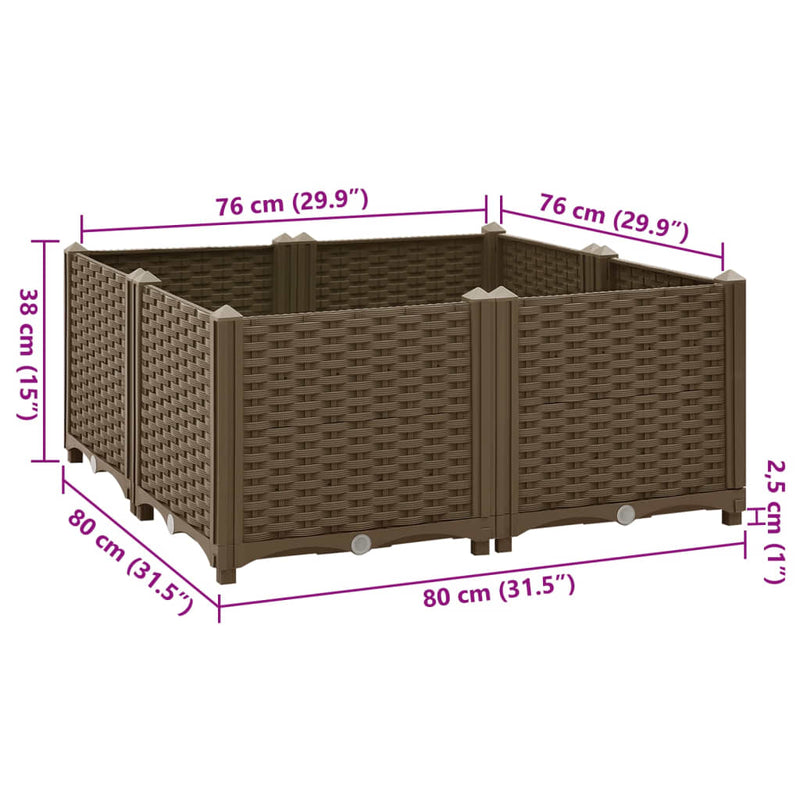 vidaXL polipropilén magaságyás 80 x 80 x 38 cm