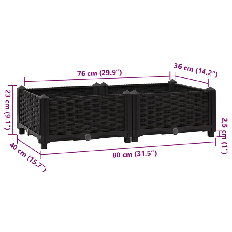 vidaXL polipropilén magaságyás 80 x 40 x 23 cm