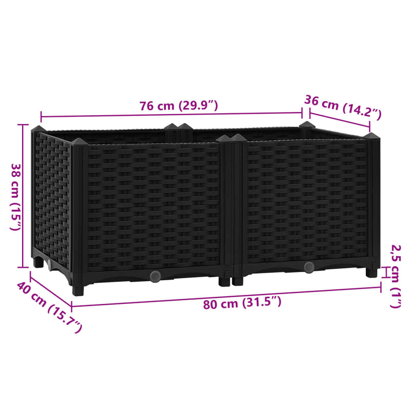 vidaXL polipropilén magaságyás 80 x 40 x 38 cm